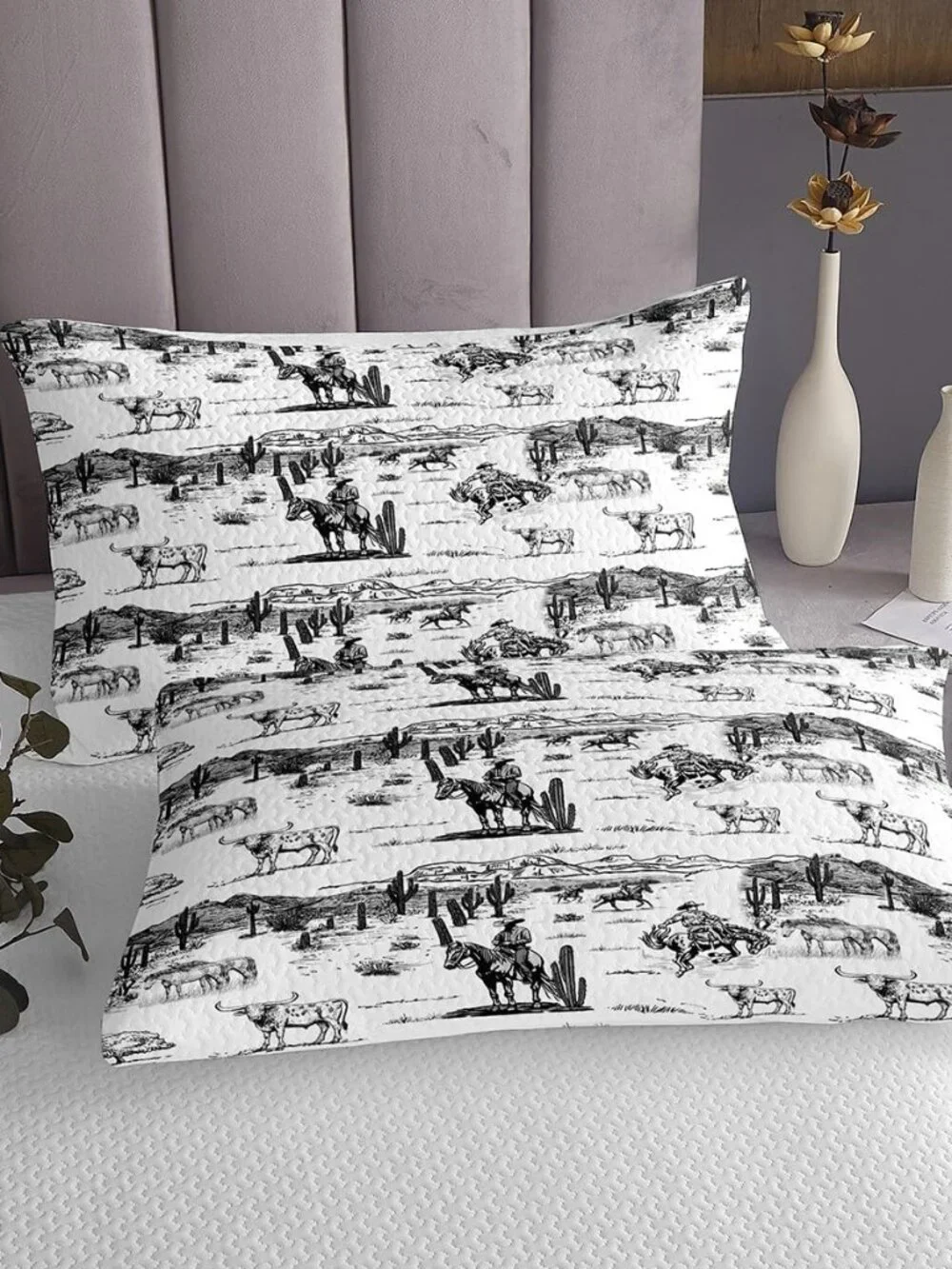 Western Cowboy Bedspread Queen Size,Vintage Southwest Style Bedding Quilt Desert